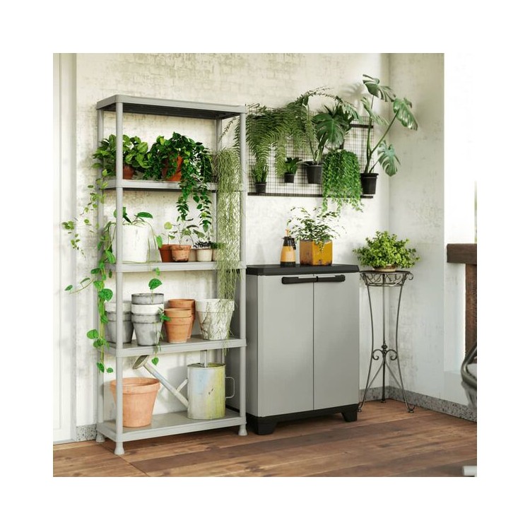 Keter Armadio di stoccaggio con ripiani Planet Grigio e Nero