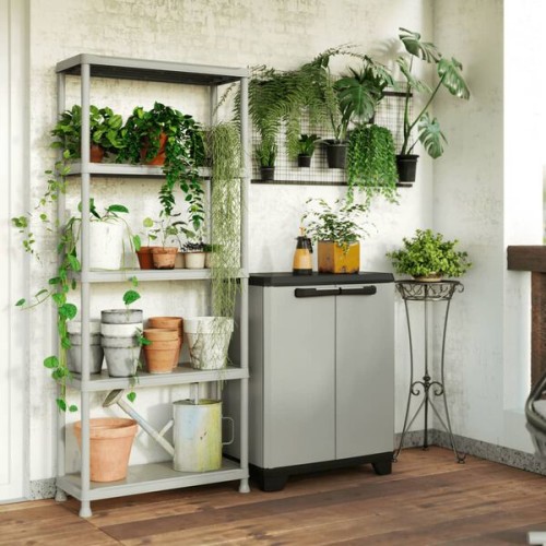 Keter Armadio di stoccaggio con ripiani Planet Grigio e Nero