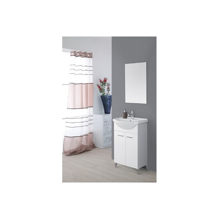 Composizione bagno due ante con consolle e specchio 55cm Stella