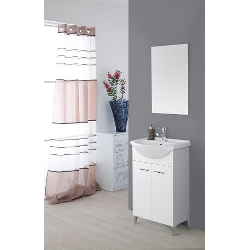 Composizione bagno due ante con consolle e specchio 55cm Stella