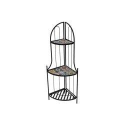 Scaffale in Metallo Nero con Decorazioni Maiolica H.115 cm