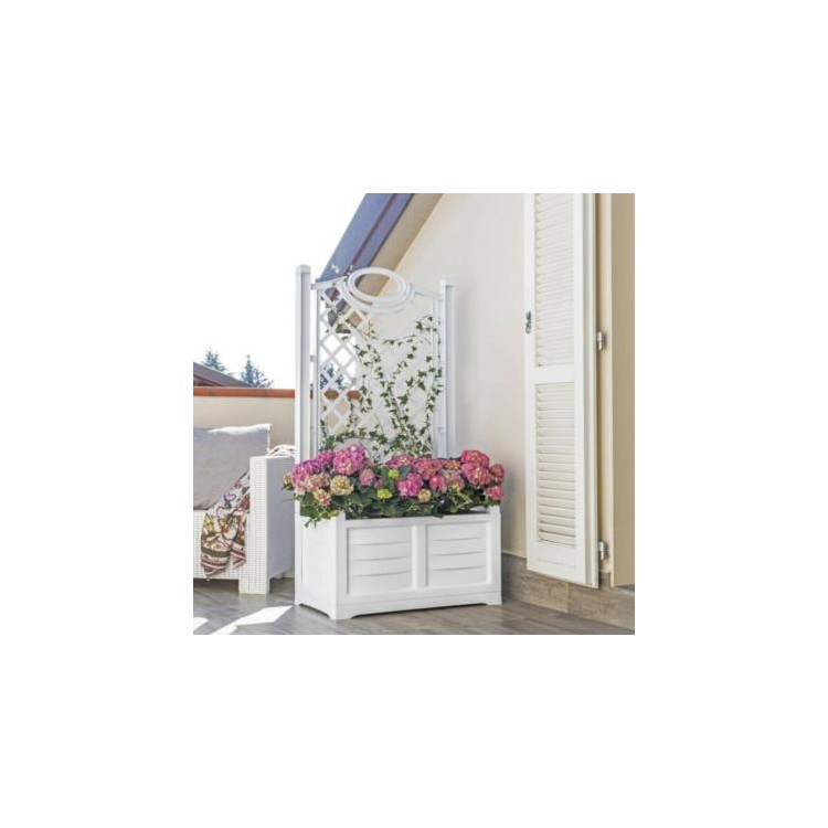 FIORIERA SEPARE' CON GRIGLIATO SPALLIERA 80X42,5X150H BIANCA 120 LT