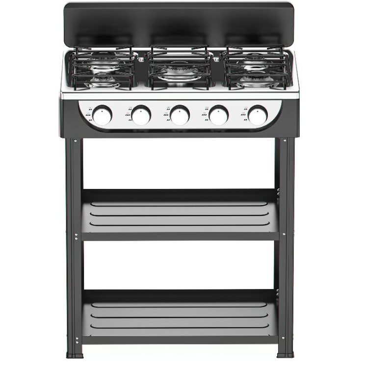 Cucina Portatile Fornello STAYLUX a Gas 5 fuochi 65 cm Nero