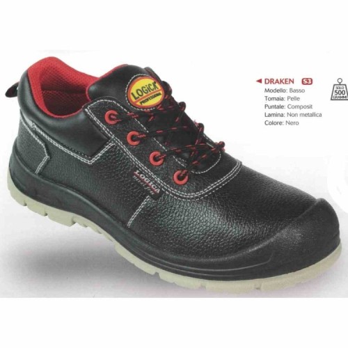 SCARPA BASSA PELLE NERA S3 METAL FREE CE - 37