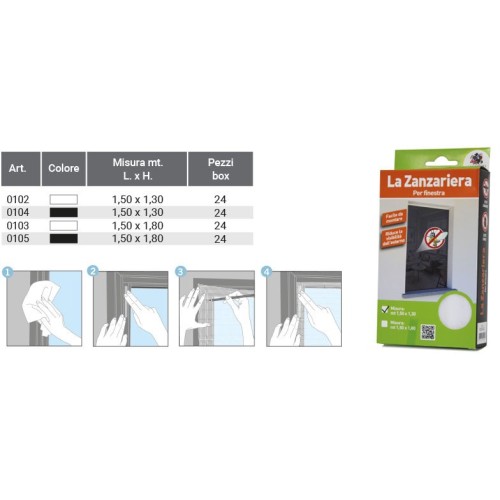 LA ZANZARIERA PER FINESTRA 150X130cm BIANCA