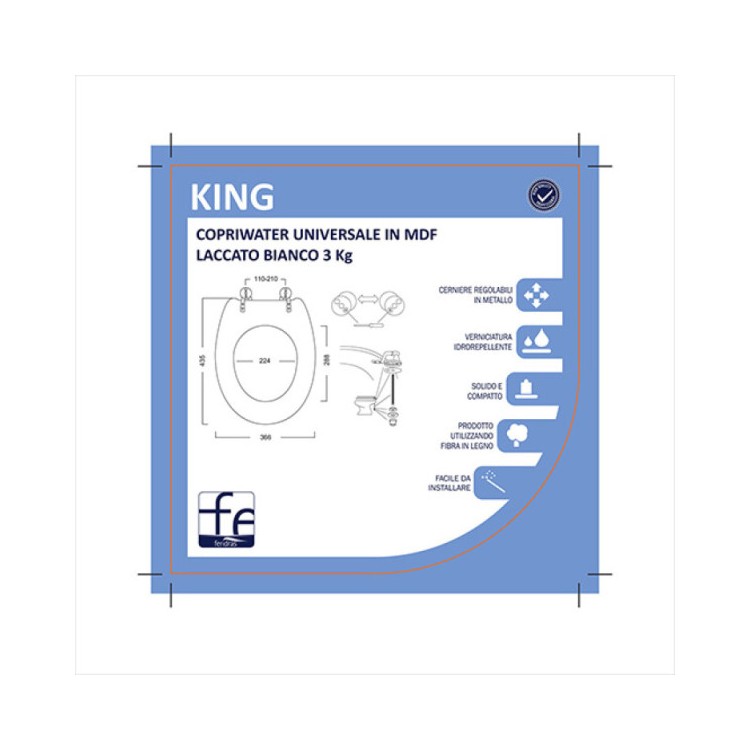Copriwater Universale MDF Laccato King | Sedile WC Lucido