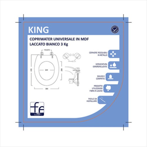 Copriwater Universale MDF Laccato King | Sedile WC Lucido