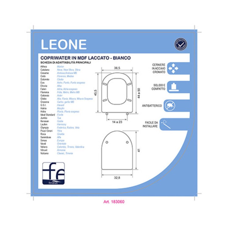 Copriwater in mdf laccato bianco Leone