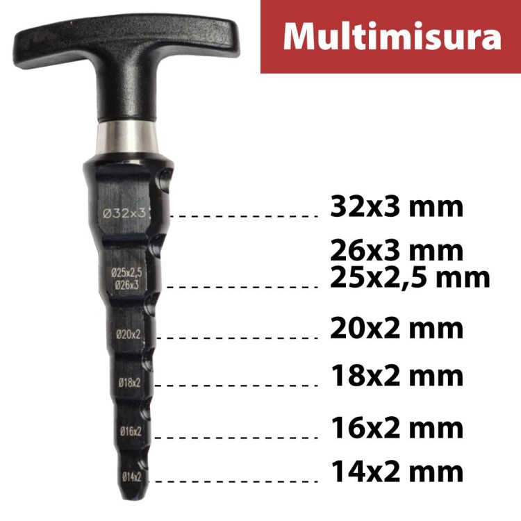 SBAVATORE CALIBRATORE IN ACCIAIO PER TUBO MULTISTRATO