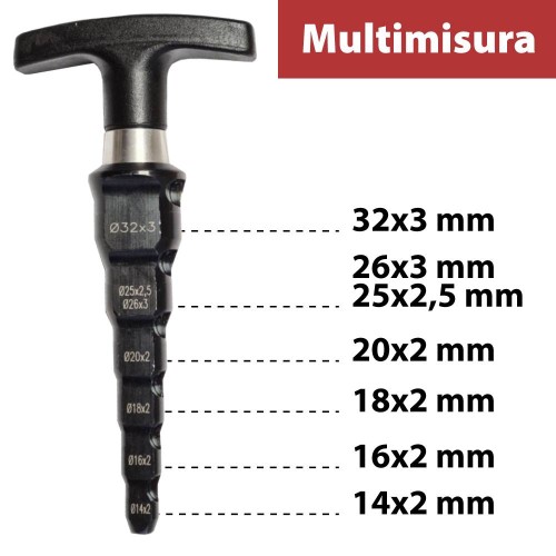 SBAVATORE CALIBRATORE IN ACCIAIO PER TUBO MULTISTRATO