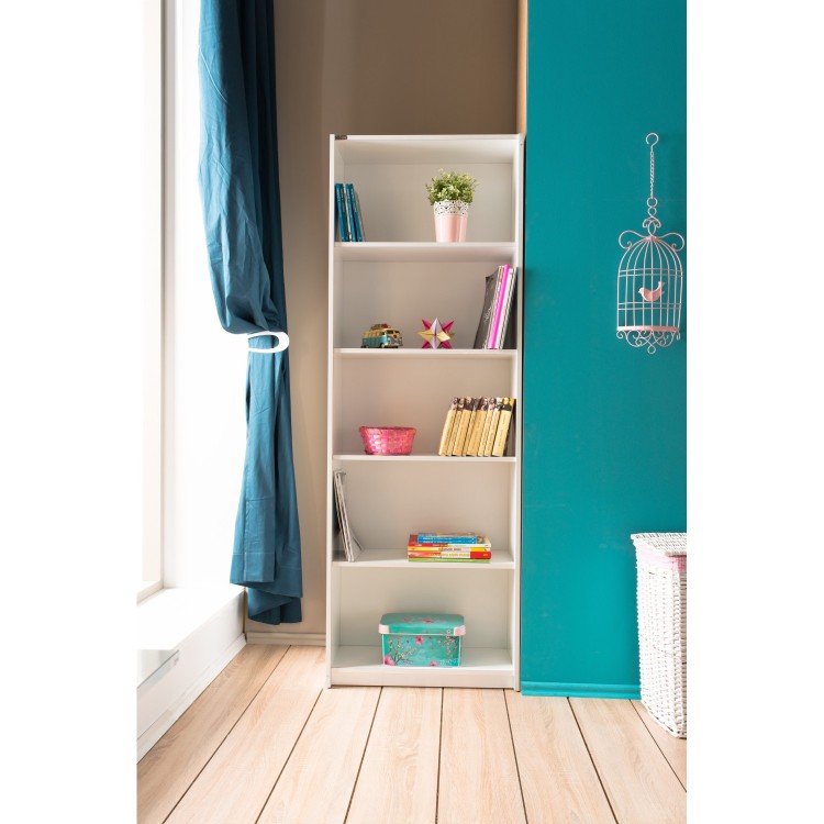 LIBRERIA 5 RIPIANI  58x23X170cm in Legno Nobilitato - Bianco